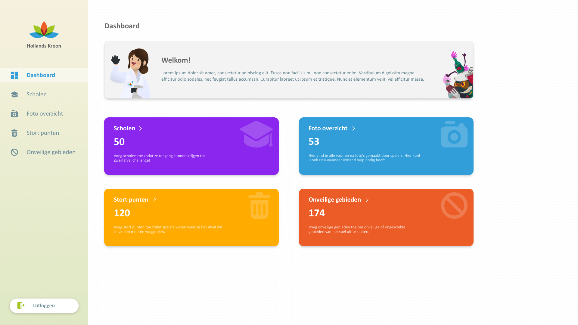 Function Admin dashboard - Operatie Z.U.I.V.E.R.