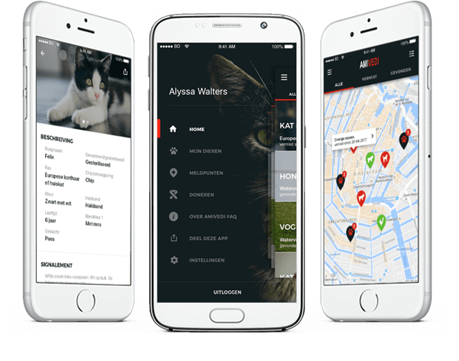 Amivedi huisdier opsporen app