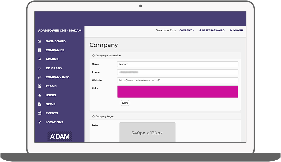 Function Edit company - A'DAM Tower members' club