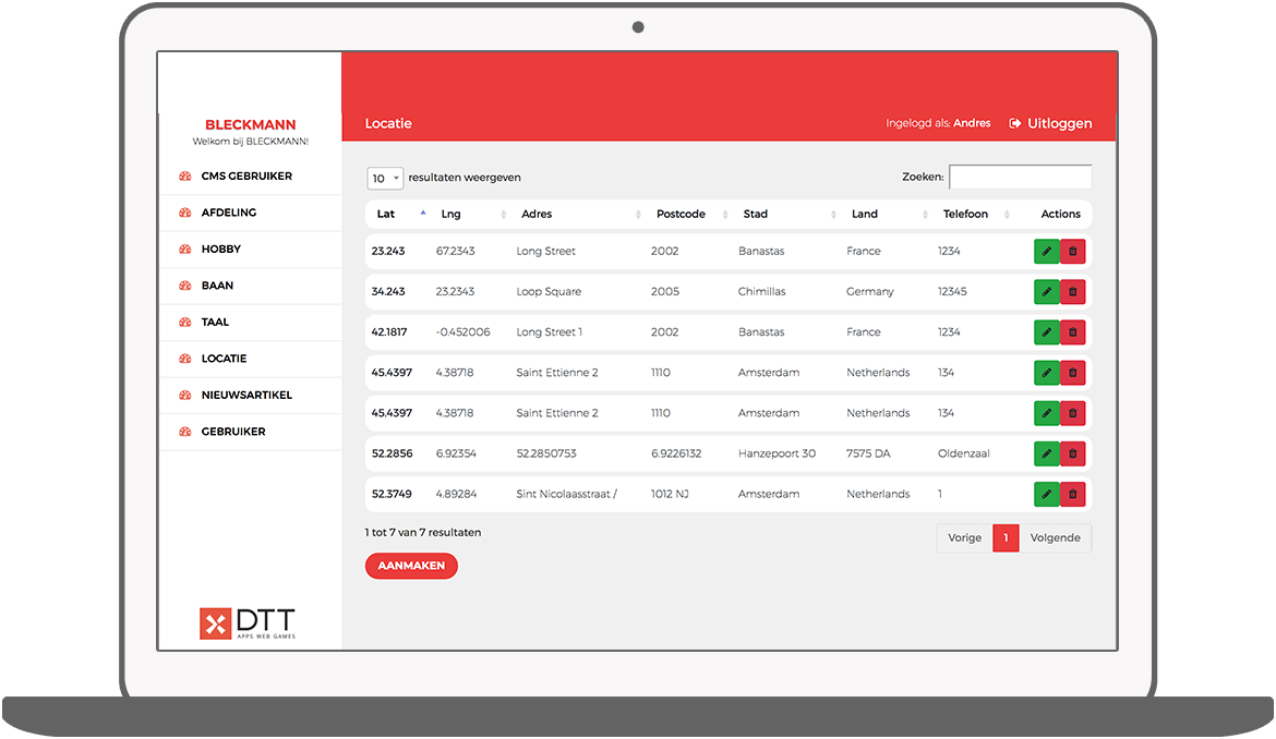 Function Location - Bleckmann intranet app