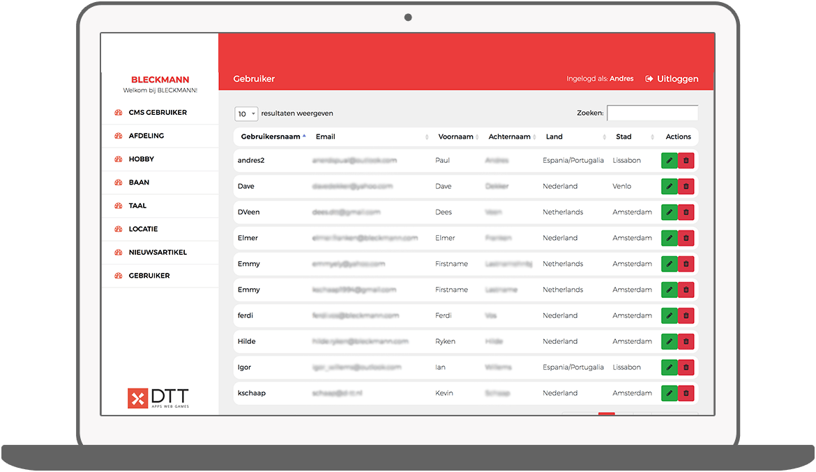Function Users - Bleckmann intranet app