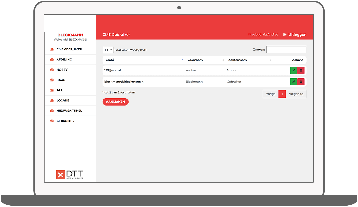 Function CMS user - Bleckmann intranet app