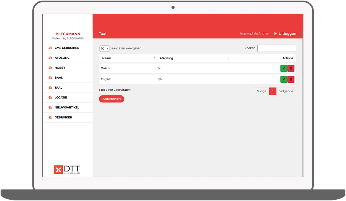 Function Taal - Bleckmann intranet app