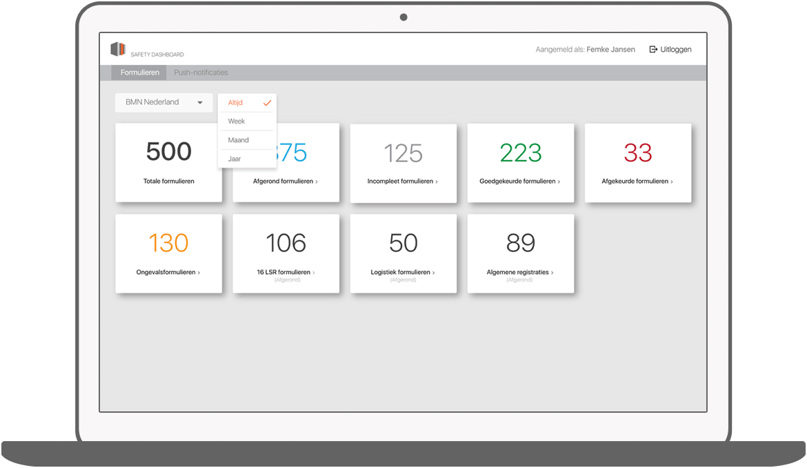 Function Wijzig tijdsperiode - BMN Health & Safety app