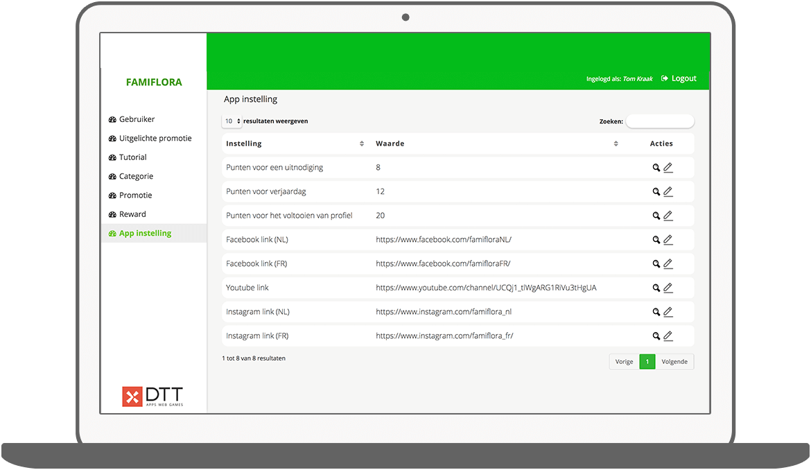 Function App instellingen  - Famiflora loyalty app