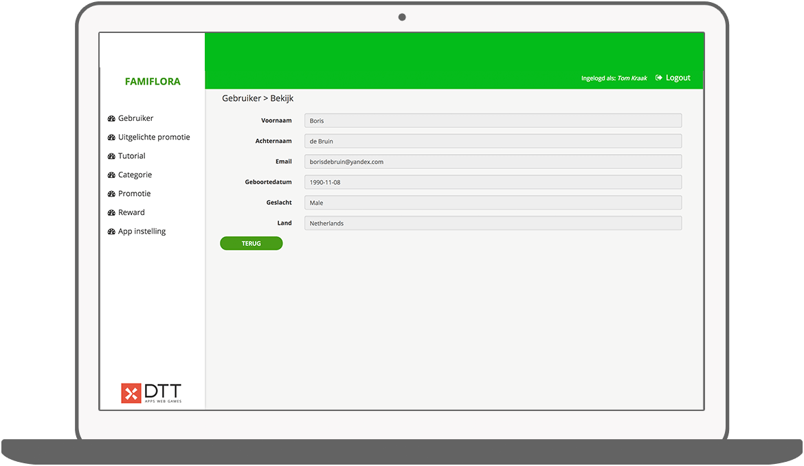 Function View User - Famiflora loyalty app