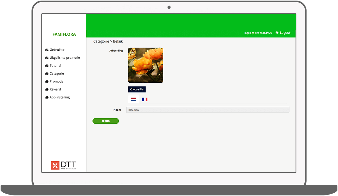 Function Category specifications - Famiflora loyalty app