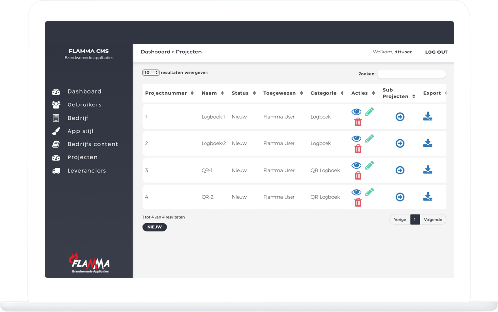 Function Projecten - Flamma inspectie app