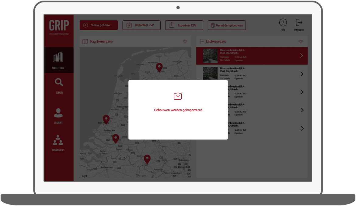 Function Importeren en exporteren  - GRIP vastgoed manager app