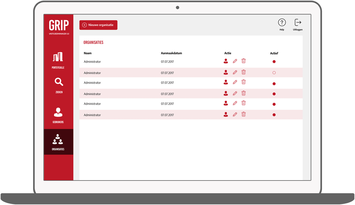 Function Add organisations - GRIP real estate manager app