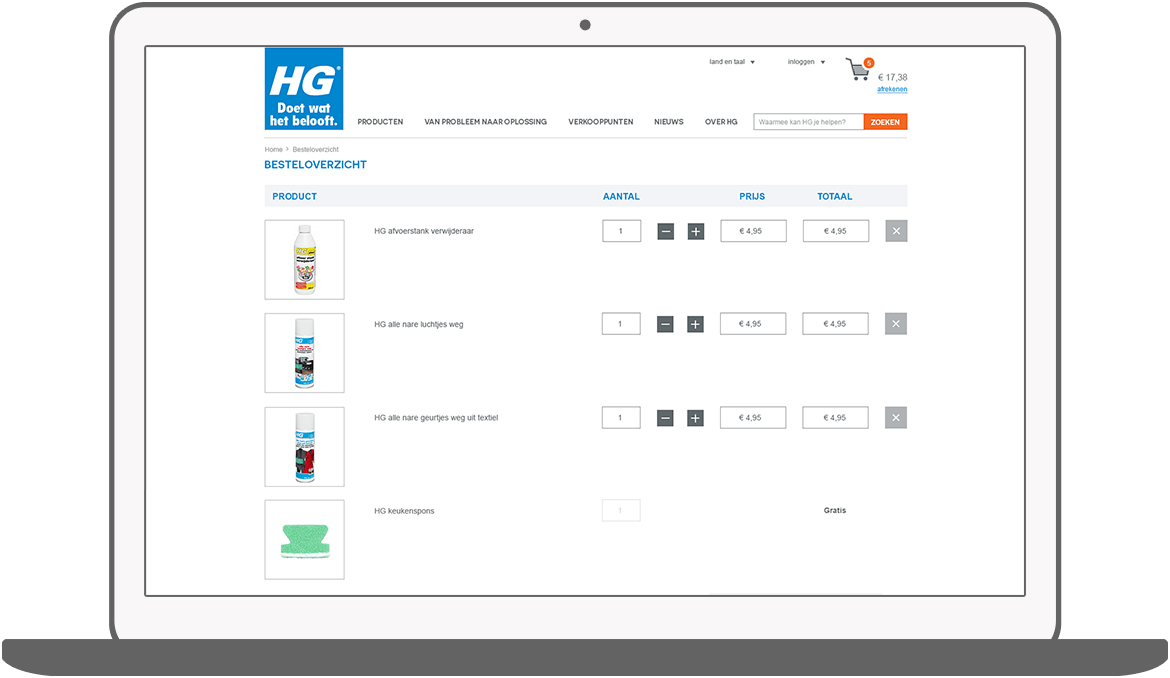 Function Place an order - HG webshop