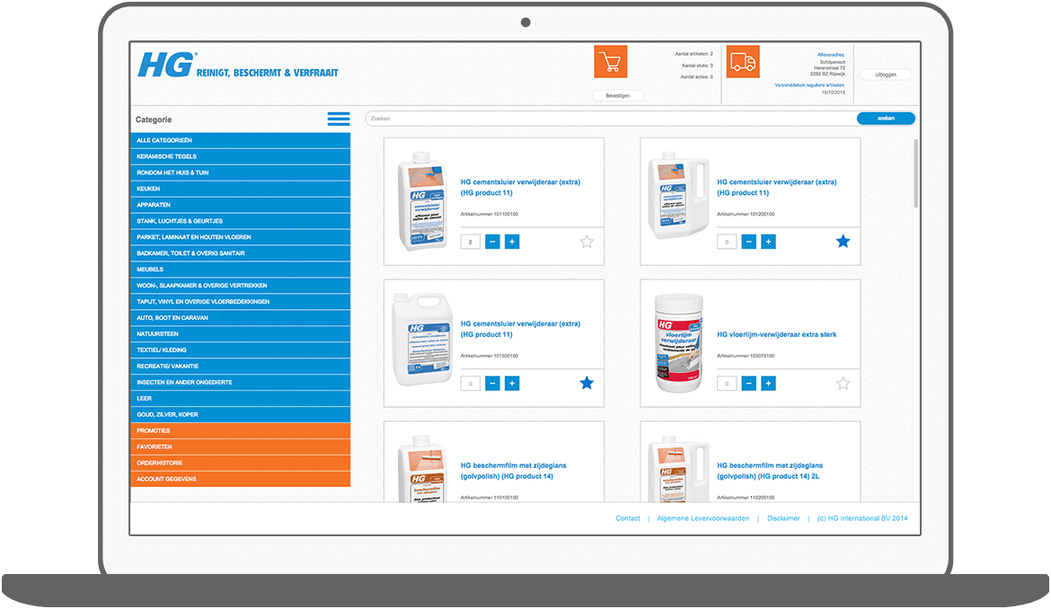 Function Bestellingen plaatsen - HG Order Portal