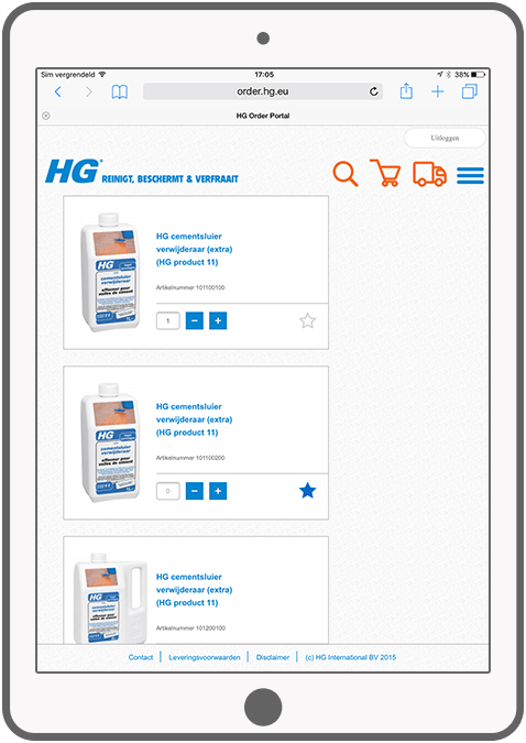 Function Place order - HG Order Portal