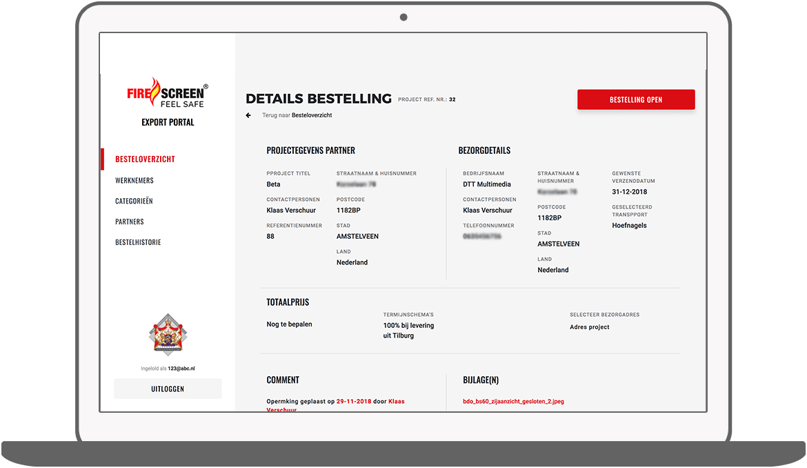 Function Order details - Hoefnagels Export Portal
