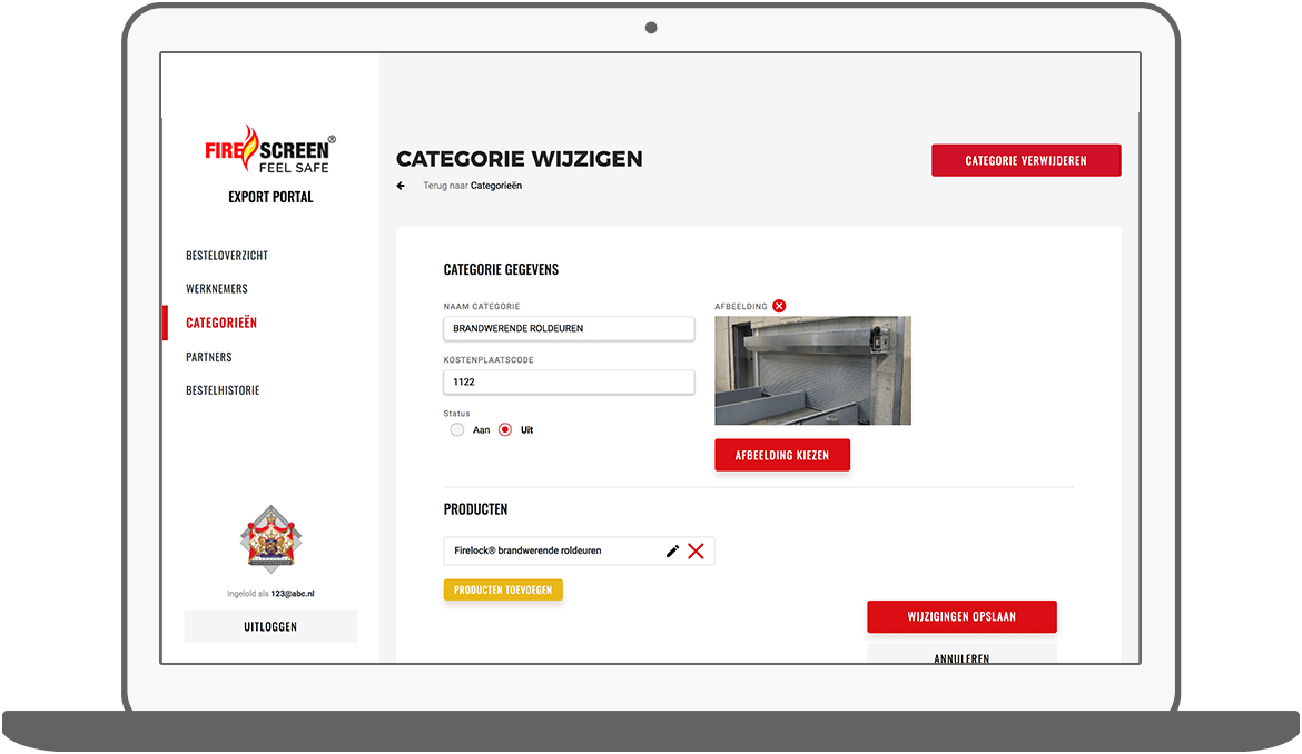 Function Edit categories - Hoefnagels Export Portal