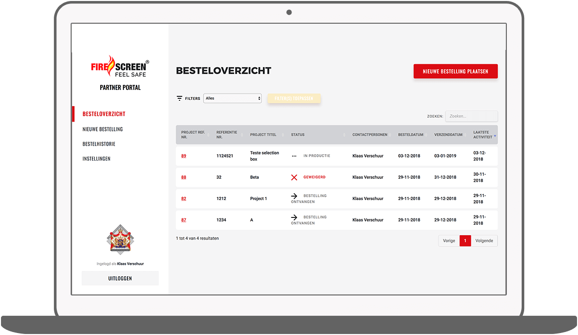 Function Bestel overzicht  - Hoefnagels Partner Portaal