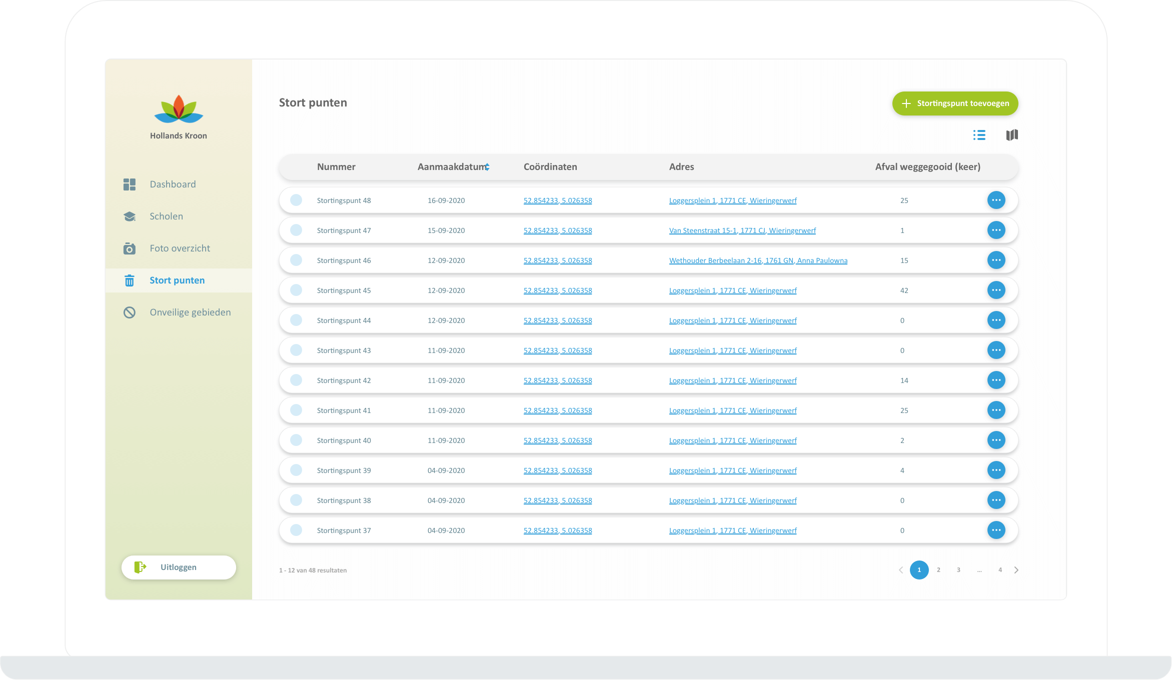Function  Deposit points  - Operatie Z.U.I.V.E.R.
