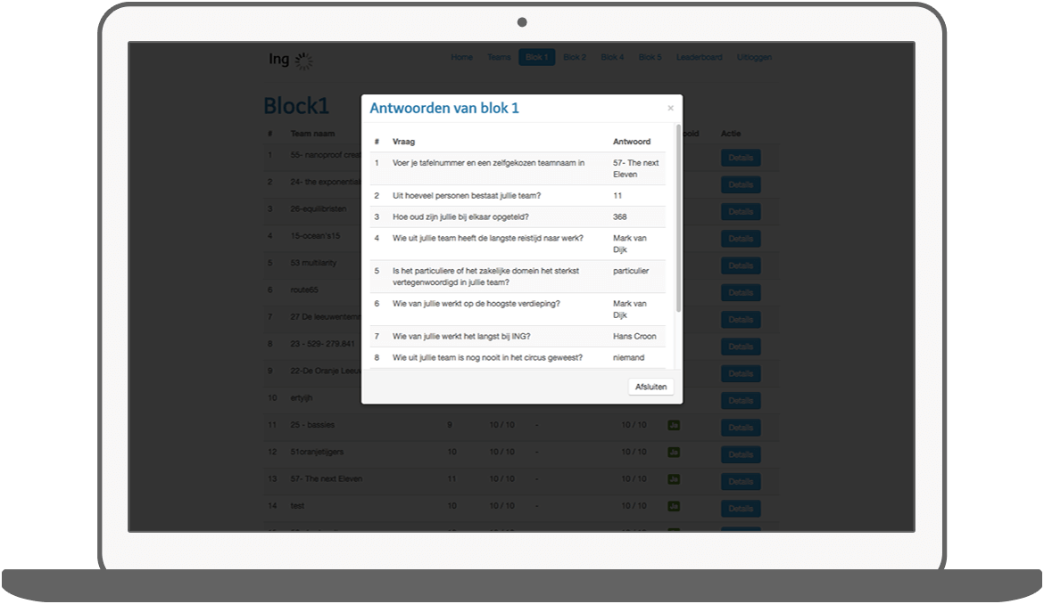 Function Details over vragen - ING Marketingdag app