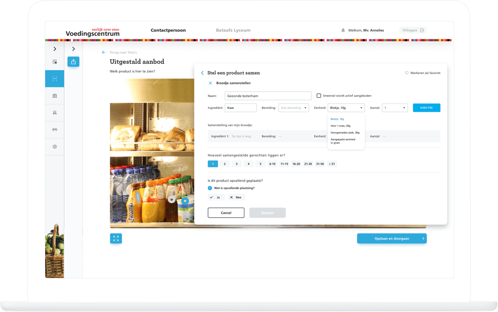 Function Stel een product samen  - Voedingscentrum Kantinescan