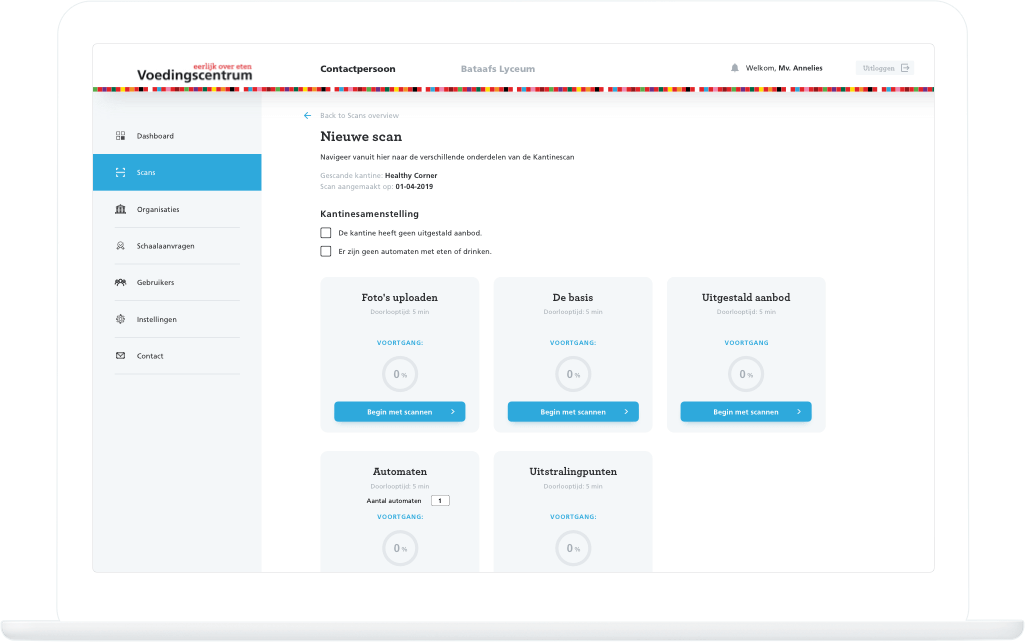 Function Nieuwe scan - Onderdelen - Voedingscentrum Kantinescan