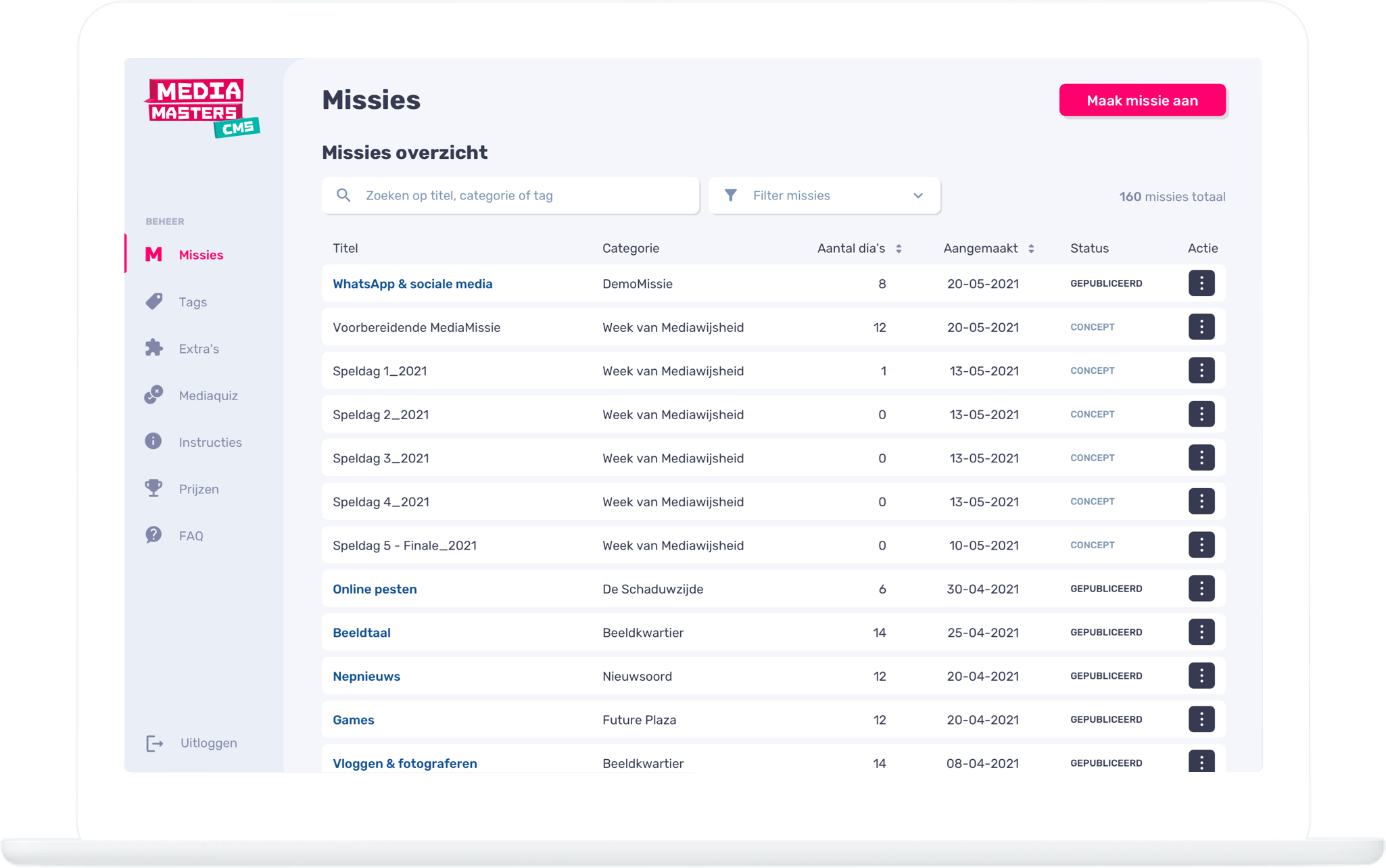 Function CMS - Missions  - MediaMasters
