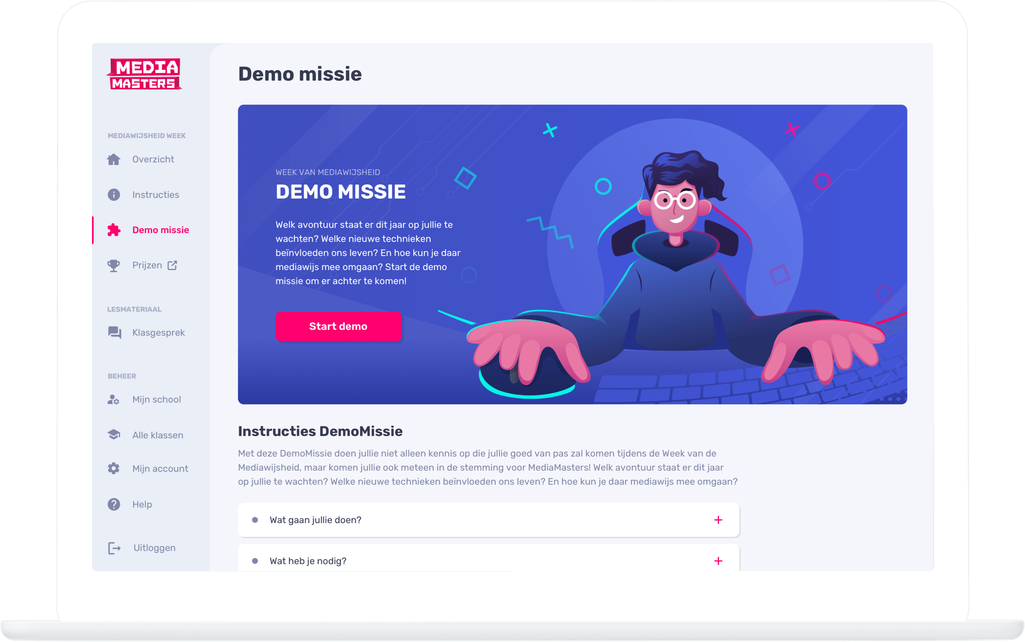 Function Teacher dashboard - DemoMissions - MediaMasters