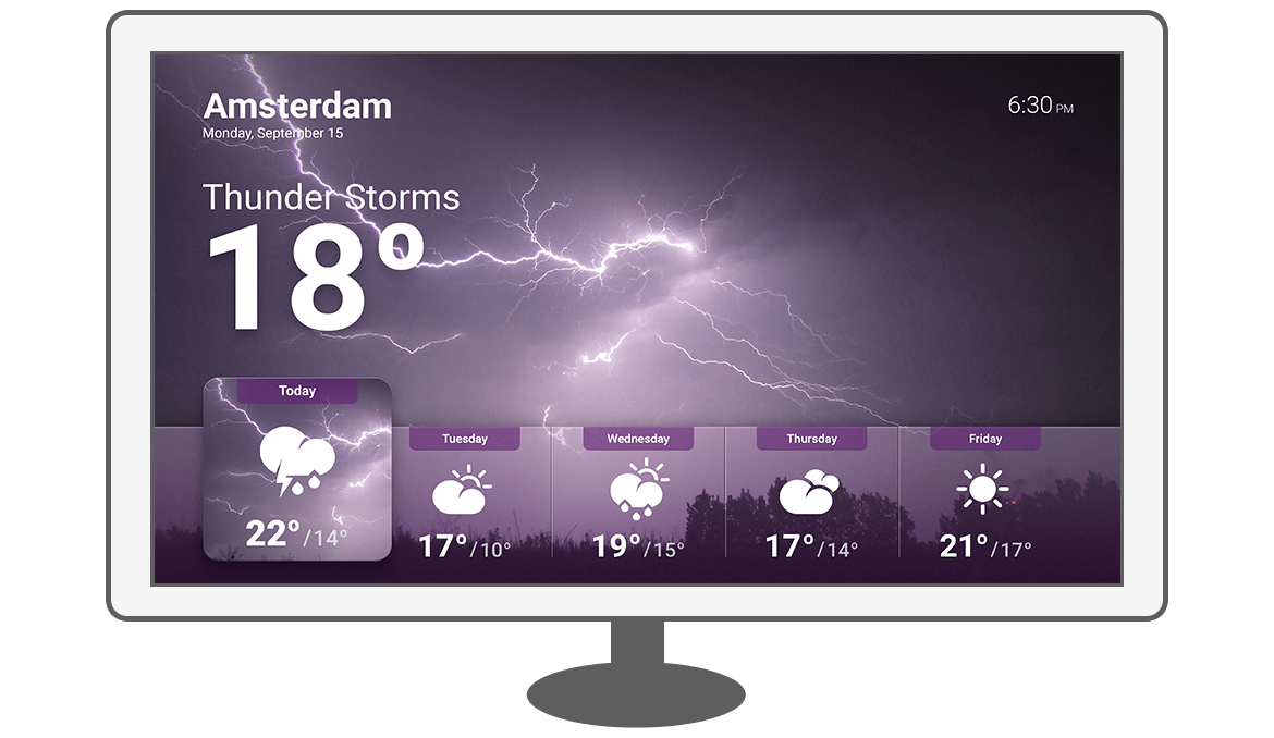 Function Dynamische weergave content - Philips Android TV weather app