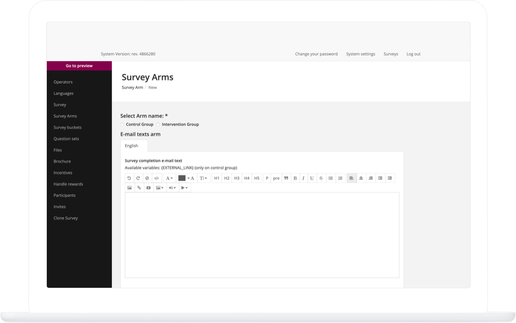 Function Survey arms toevoegen  - RIVM Respondent Driven Sampling