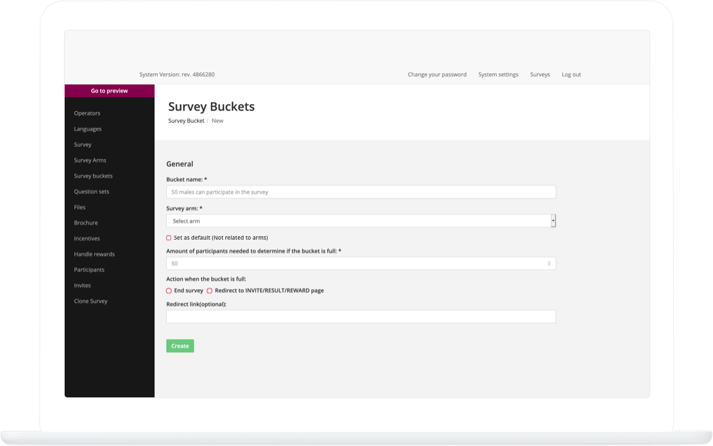 Function Survey buckets toevoegen  - RIVM Respondent Driven Sampling