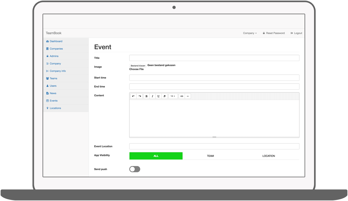 Function Evenement toevoegen  - Teambook intranet app