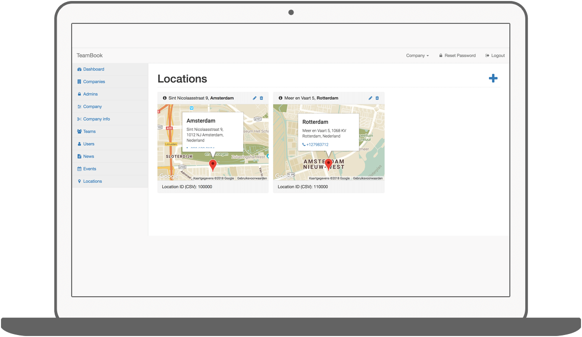 Function Locaties - Teambook intranet app