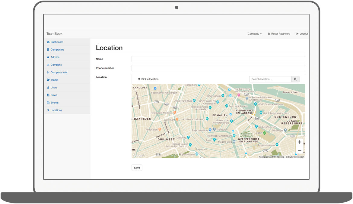 Function Locatie toevoegen  - Teambook intranet app