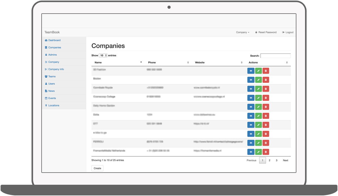 Function Bedrijven - Teambook intranet app