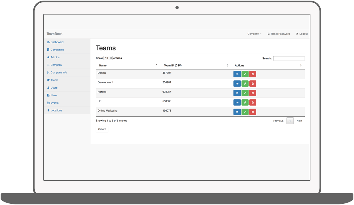 Function Teams  - Teambook intranet app