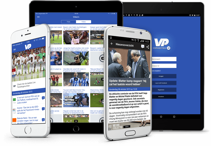 Voetbalprimeur nieuws-app