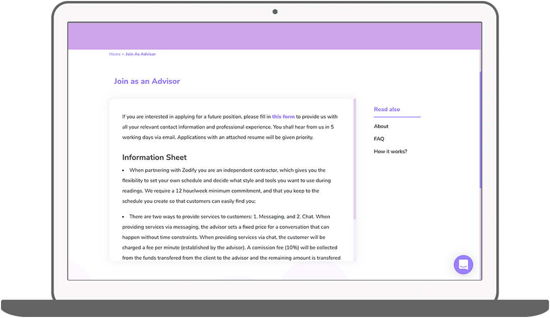 Function Wordt een adviseur - Zodify spiritueel platform