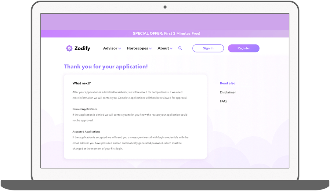 Function Advisor – Application complete - Zodify spiritual platform