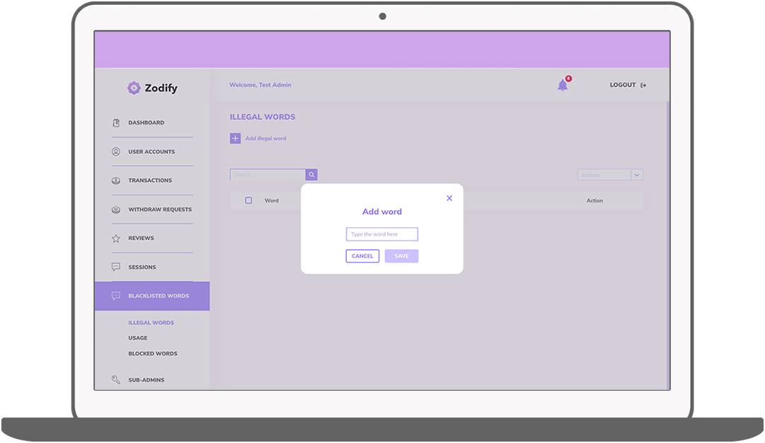 Function CMS – Blacklisted word - Zodify spiritual platform