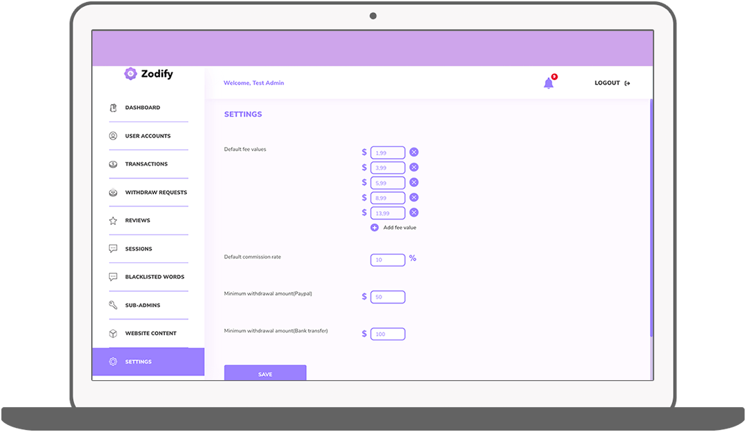 Function CMS - Instellingen - Zodify spiritueel platform