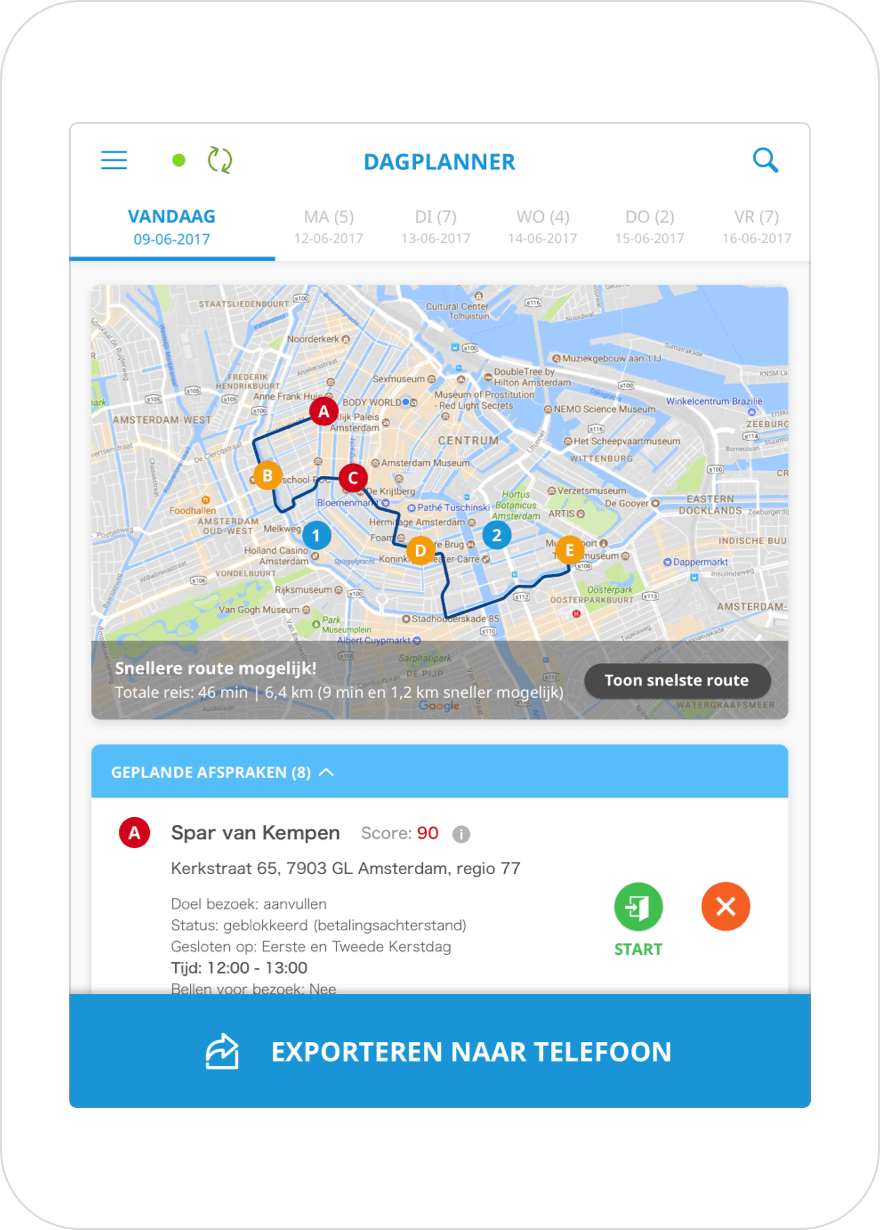 Function Dagplanner - HG Sales app III