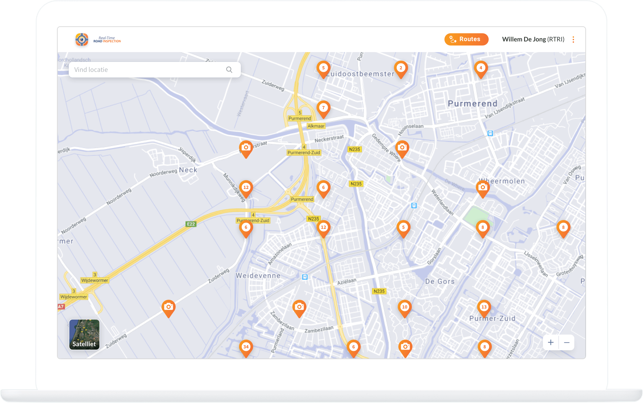 Function Inspection platform - Map overview - Real-Time Road Inspection