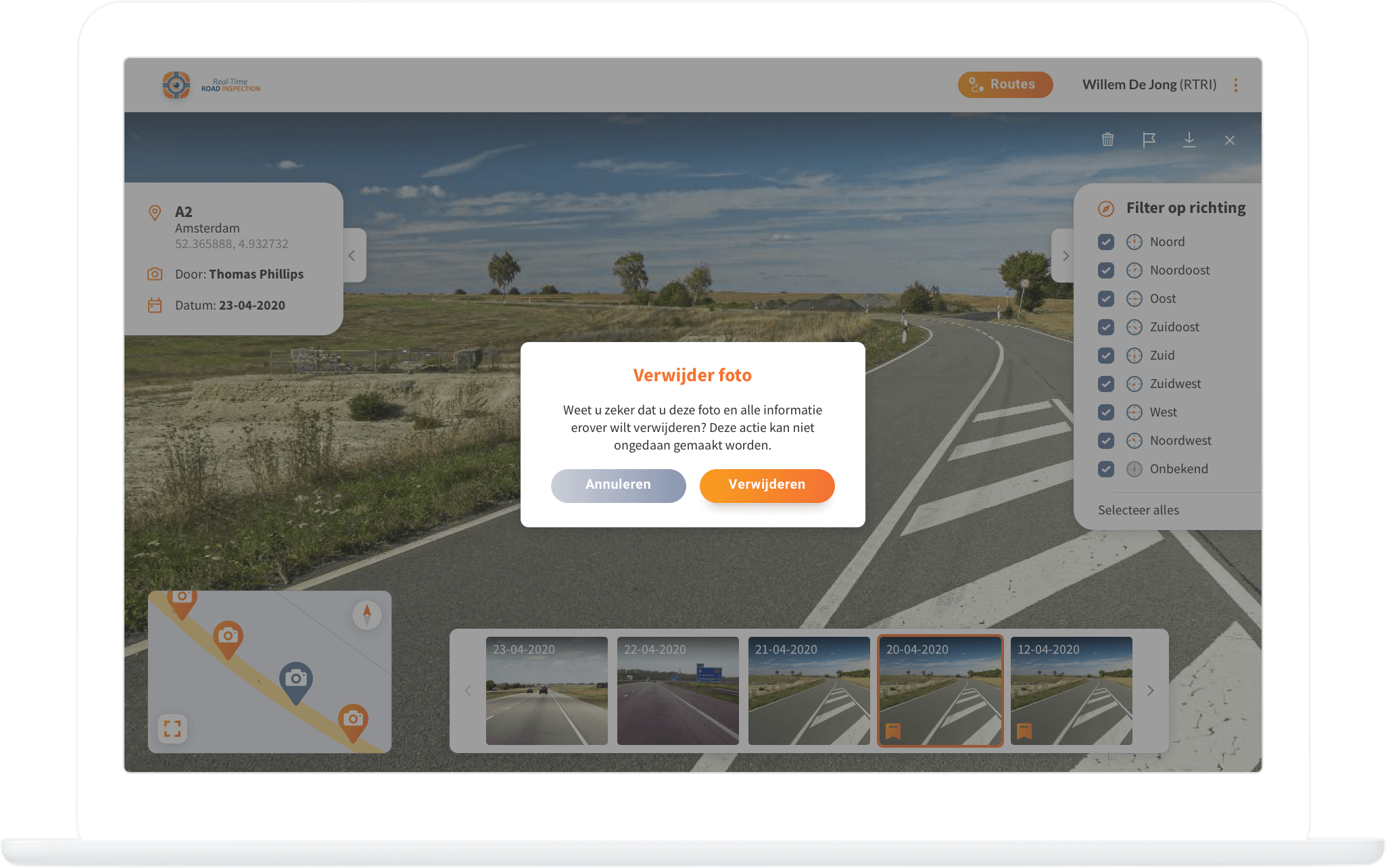 Function Inspection platform - Delete photo - Real-Time Road Inspection